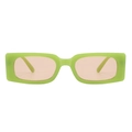 Chic square sunglasses in lime green frame with translucent orange lenses - Jelly Green Light Tea Lens