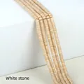 Strand of cylindrical white stone beads for DIY jewelry making in cream white finish - 2x4mm Spacer Beads (Approx. 150 Beads/Strand) / White Fossil Stone