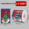 Rouleau de stickers de Noël pour cadeaux avec motifs Père Noël, 200 étiquettes - LY-1057 (Illustration de Fête)