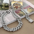 15mm silberne Iced Out Cuban Link Halskette mit Kristall-Quadratverschluss für Herren - 40cm (16 Zoll) / Gold