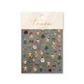 Embossed Christmas nail art stickers featuring golden bears and holiday motifs model 3556 - Classic Christmas Bear Style (to3556)
