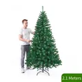Green 2.1m artificial pine Christmas tree with lush needles and sturdy metal base - Basic Tree-Metal Stand / 2.1m