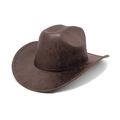 Chapeau de cow-boy vintage en similicuir marron avec larges bords et texture rustique - M(56-58cm) / café