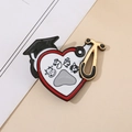 Veterinary doctor graduation heart brooch with gold stethoscope and mortarboard - Red/Gold