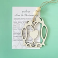 Handcrafted wooden penguin heart ornament with twine hanger and natural beads - Penguin with Card