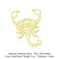 Gold plated stainless steel scorpion charm for DIY jewelry making, size 30.5x38mm - Scorpion-Gold (LA924)
