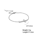 Detailed view of silver stainless steel cross bracelet with size and weight dimensions - Steel
