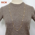 Collana lunga 90CM con perle d'acqua dolce e catena in acciaio al titanio dorato - Modello 90CM