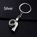 Silver zinc alloy turbocharger keychain pendant with metallic finish and keyring - 35mm Silver Turbo