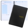 Detailed internal layout of a black weekly planner with spiral binding and focus sections - A5 / Black (Blue Interior)