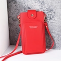Vibrant red faux leather mini crossbody phone bag with gold hardware and snap closure - Red