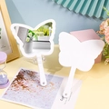 Cute butterfly shaped handheld makeup mirror in white finish with ergonomic handle - White