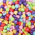 Colorful heart-shaped acrylic alphabet beads for DIY jewelry making and kids' crafts - Heart Shape Light Colored Letters (100pcs)