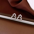 Macro shot of silver hollow gourd earrings featuring textured diamond-cut metal finishes - 59# 925 Sterling Silver Earring Post-Silver Carved Hollow Gourd Stud Earrings