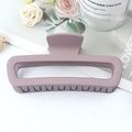 Elegant mauve grey matte rectangular hollow hair claw clip for a minimalist stylish look - Rubber Purple Pink