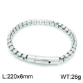 Men's silver stainless steel box chain bracelet, 220mm length and 6mm width variant - Polished Steel 22cm*6mm