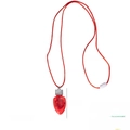 Detalle de las dimensiones del collar con colgante de bombilla roja brillante y medidas - Collar de Cuerda con Bombilla Roja