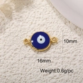 Macro view of blue enamel Evil Eye connector charm with 16mm x 10mm size markings - A0275-Dark Blue