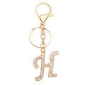 Detail van de gouden sleutelhanger met letter H met strassteentjes en karabijnhaak - Letter H