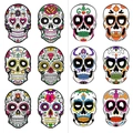 Detailed collection of twelve colorful Mexican Day of the Dead sugar skull face mask designs - Set of 12 / Style A+B