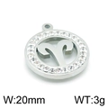 Silver Aries zodiac pendant with crystal stones and 20mm round stainless steel design - Aries(KLJ3555-Z)