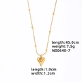 Detail view of golden heart pendant necklace showing 45cm length and 7.5g weight specs - Gold-Large Heart-Bead Snake Chain