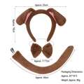 Brown plush puppy costume set with dog ears headband, bowtie, and long tail accessory - Coffee / 3-Piece Set