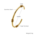 Technische diagram van hoogglans gepolijste gouden roestvrijstalen open armband - Draadwikkel Ontwerp (B178)