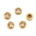 Set of 5 golden 6mm large hole round beads with pale yellow rhinestones for jewelry making - 6mm (10 Pieces Pack) / Champagne Zircon