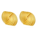 Orecchini a spirale moderni in acciaio placcato oro con texture plissettata verticale - Stile Texture a Spirale Oro Lucido (MS547)