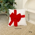 Plush Christmas gift box pillow with red velvet bow, 42cm white square holiday cushion - Pillow Cover 42*42cm