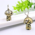 Pendentif champignon en jaspe dalmatien fait main avec fil d'argent et taches noires - Jaspe Dalmatien Ton Argent