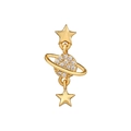 Gold celestial earrings with cubic zirconia planet and stars for stylish ear piercings - EGD0653/Saturn / Gold
