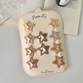 10-piece set of star-shaped hair clips in matte earth tones on a display card - Coffee Star Style