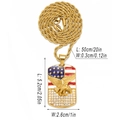 Gold eagle American flag pendant necklace with rhinestones and 20in twist chain - Eagle Military Tag (465) / Gold