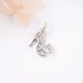 Silberner High-Heel-Anhänger mit Herz-Zirkonia für DIY-Schmuck und Halsketten - Silber