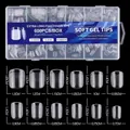 600 punte per unghie extra lunghe in gel trasparente in 12 misure con misurazioni - Tonda Ultra Corta