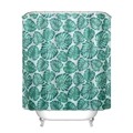 Waterproof shower curtain with tropical green Monstera leaf pattern and metal grommets - Monstera Leaves