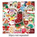 50 autocollants de Noël imperméables avec motifs Père Noël et rennes pour DIY - 50 Pièces Ensemble De Noël H-1312