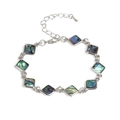 Rectangle colorful abalone shell bracelet with silver finish and adjustable chain - Square