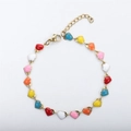 18k gold plated stainless steel bracelet featuring multi-colored enamel heart charms - Colorful 2