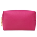 Beauty case rosa rossa quadrato in pelle Saffiano impermeabile con zip dorata - Piccolo / Rosso Rosa