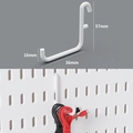 White cable organizer hook for pegboard storage system with detailed size parameters - Short Metal Hooks 2Pcs - White