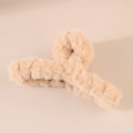 Pince à cheveux pelucheuse en fausse fourrure beige pour cheveux épais accessoire d'hiver - Emballage en vrac / Khaki