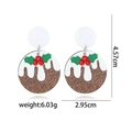 Brown Christmas pudding earrings with festive glitter finish and holly leaf detail - Snow Scene Round Plate