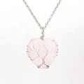 Detailed wire-wrapped silver tree of life design on a heart-shaped pink quartz pendant - Silver + Rose Quartz