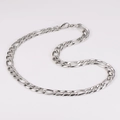 Collar de cadena Figaro clásica de 11mm en acero inoxidable plateado con cierre de langosta - 11mm*60cm / Color Acero