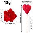 Red glitter Christmas artificial flower variant with long stem and detailed dimensions - Red