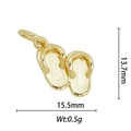 Macro detail of 18k gold plated flip-flop pendant showing dimensions 13.7mm by 15.5mm - Flip-flops