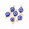 Set van zes blauwe en gouden boze oog connectoren voor DIY roestvrijstalen sieraden - Donkerblauw